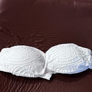 White strapless bikini top